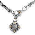thumbnail image 3 of Deni Jewelry Silver and Gold Tripple Chain Necklace with Pendant and Diamond, Balinese Motif, 3 of 4