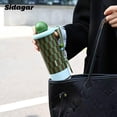 thumbnail image 6 of Sidagar 18 oz Green Plaid Ceramic Lined Stainless Steel Insulated Tumbler with Straw, 6 of 10