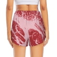 thumbnail image 2 of Lsque Striped Meat Printed Women's Running Shorts with Liner Pockets,Elastic Quick Dry Workout Athletic Gym Yoga Shorts,Womens High Waist Shorts-Small, 2 of 9