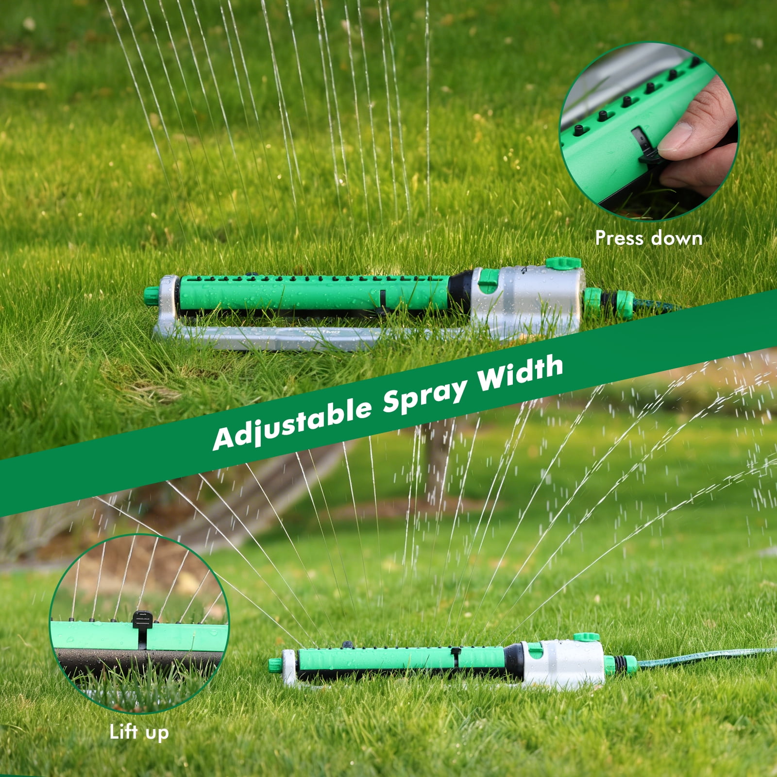 Restmo Heavy Duty 4,200 Sq. Ft. Oscillating Sprinkler with Stable Metal Base, 18 Nozzles, Adjustable Flow & Width Sprinkler for Garden, Flower Beds, Large Area Watering
