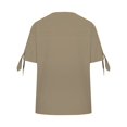 thumbnail image 4 of Shirts for Women V Tie Button Side Sleeve fork Short Sleeve T Shirt Spring Summer Loose Fit Soft Bamboo Hemp Breathable Casual Daily Wear Top M Size Spring Summer Womens Tops, 4 of 5