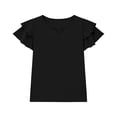 thumbnail image 6 of HAiming Girls Tops Ruffle Short Sleeve Tiered Tee Solid Color Loose Casual Trendy T Shirts Summer Beach Vacation Workout Kids Tops, 6 of 7