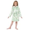 thumbnail image 6 of FORMRS Niños Bathrobe Unisex Hooded Robe Soft Plush Pajamas Sleepwear, Size 10-12T, Green Floral, 6 of 7