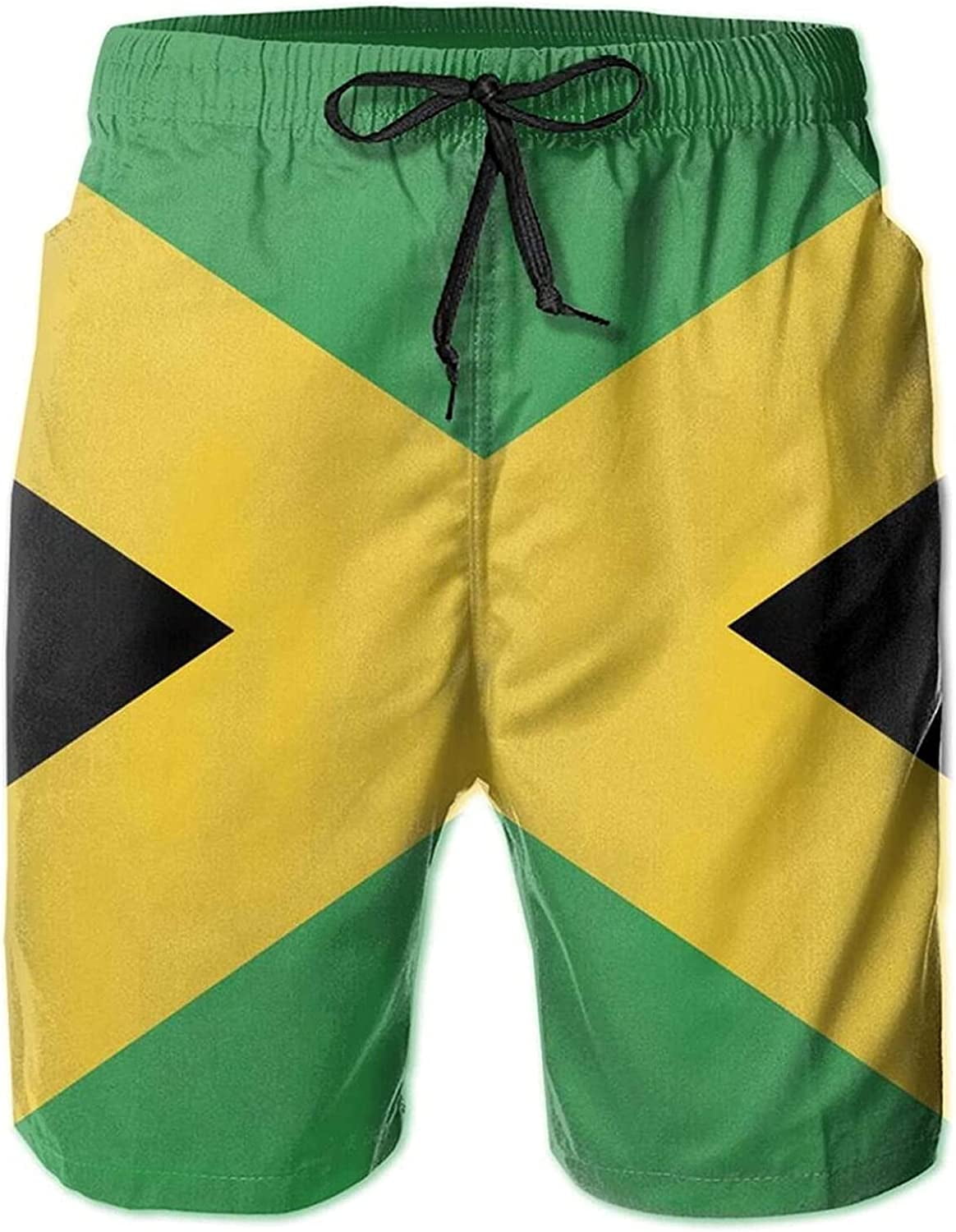 Men's Jamaica Flag Swim Trunks Quick Dry Swimwear Bathing Suits Beach