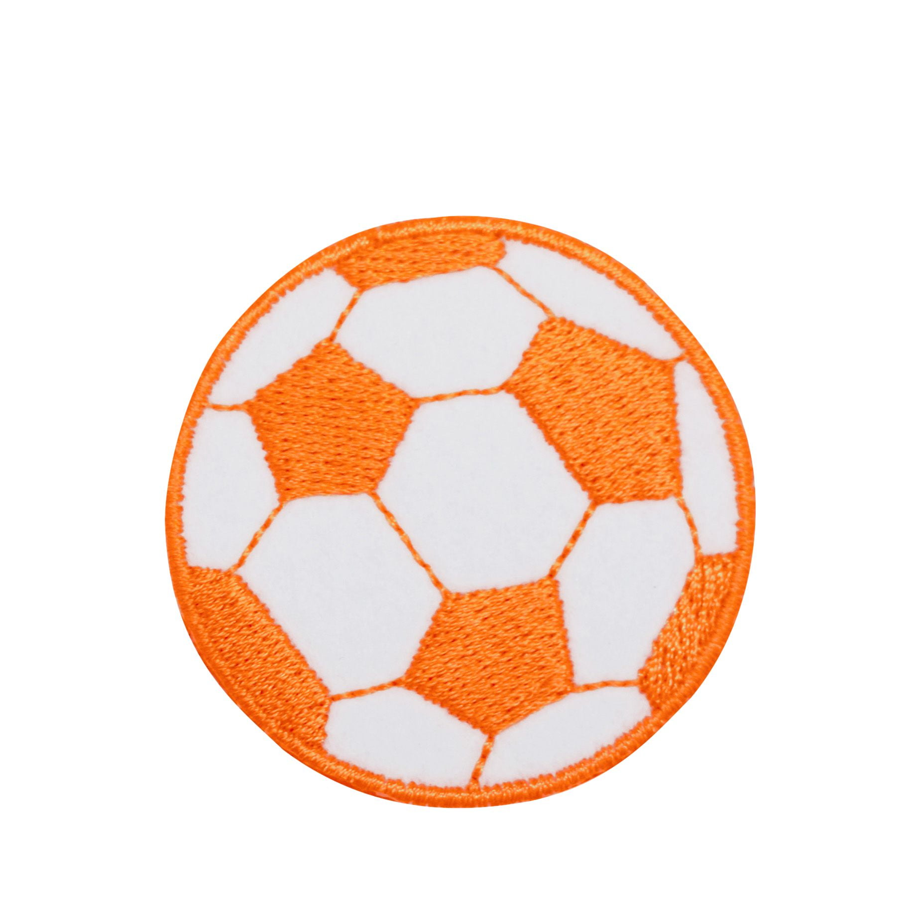 Large Neon Orange Soccer Ball Futebol Iron on Applique