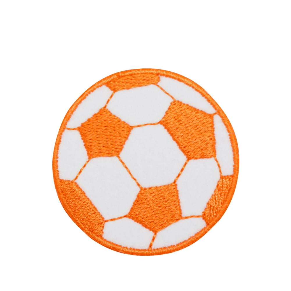 Large Neon Orange Soccer Ball Futebol Iron on Applique/Embroidered Patch