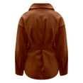 thumbnail image 6 of Huowey Womens Overcoat Button Down Long Sleeve Lapel Wool Coat With Belt Elegant Solid Color Oversized Fashion Jacket Mid Length Comfort Outwear,Coffee,XXL, 6 of 7