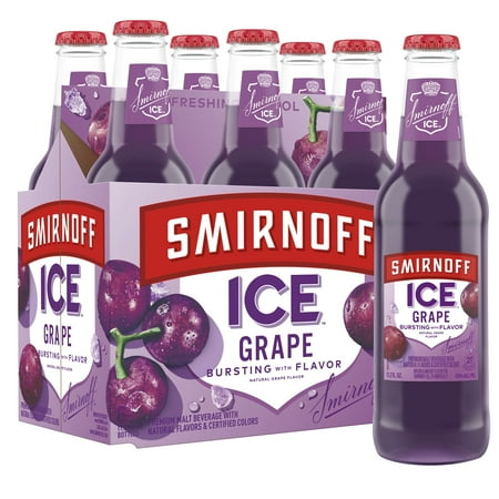 Smirnoff Ice Grape, 11.2 fl oz, 6 Pack Bottles, 4.5% ABV