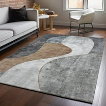 Addison Rugs Mayfield Washable Transitional Art Deco Gray Rectangle Rug, 10' x 14'
