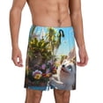 thumbnail image 2 of Rocae Playful Hedgehog Forest Pond for Men's Soft Sleep Pajama Shorts, Waistband and Pockets-Large, 2 of 6