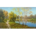 thumbnail image 2 of Slava 24x16 Black Ornate Wood Framed with Double Matting Museum Art Print Titled - LIGHT IN THE FOREST, 2 of 4