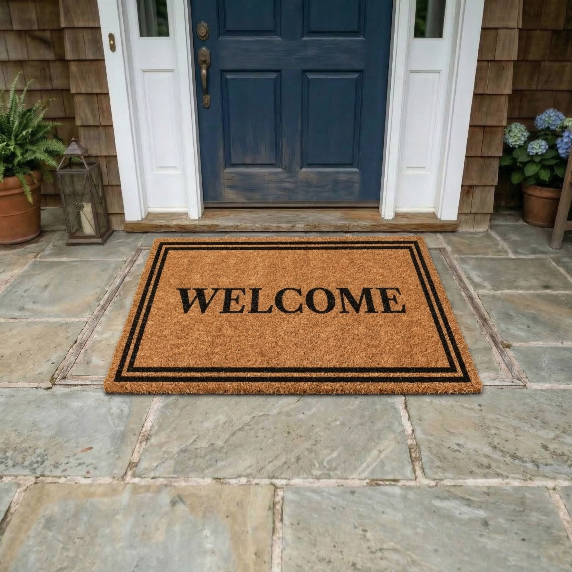Ottomanson Coir Welcome Mat, Non-Slip Outdoor Doormat, Weather-Resistant, 24" x 36"