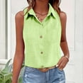 thumbnail image 7 of UAMVSH Womens Sleeveless Button Down Shirt Lightweight Casual Lapel Linen Work Tank Top with Pocket Summer Clothes S-XXL, 7 of 7