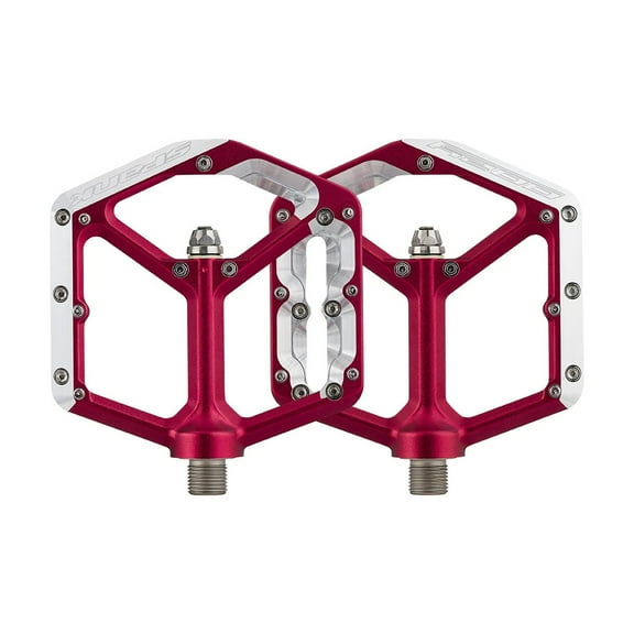 Spank Oozy Mountain Bike Platform Pedals 9/16" Aluminum 18 Replaceable Pins Red