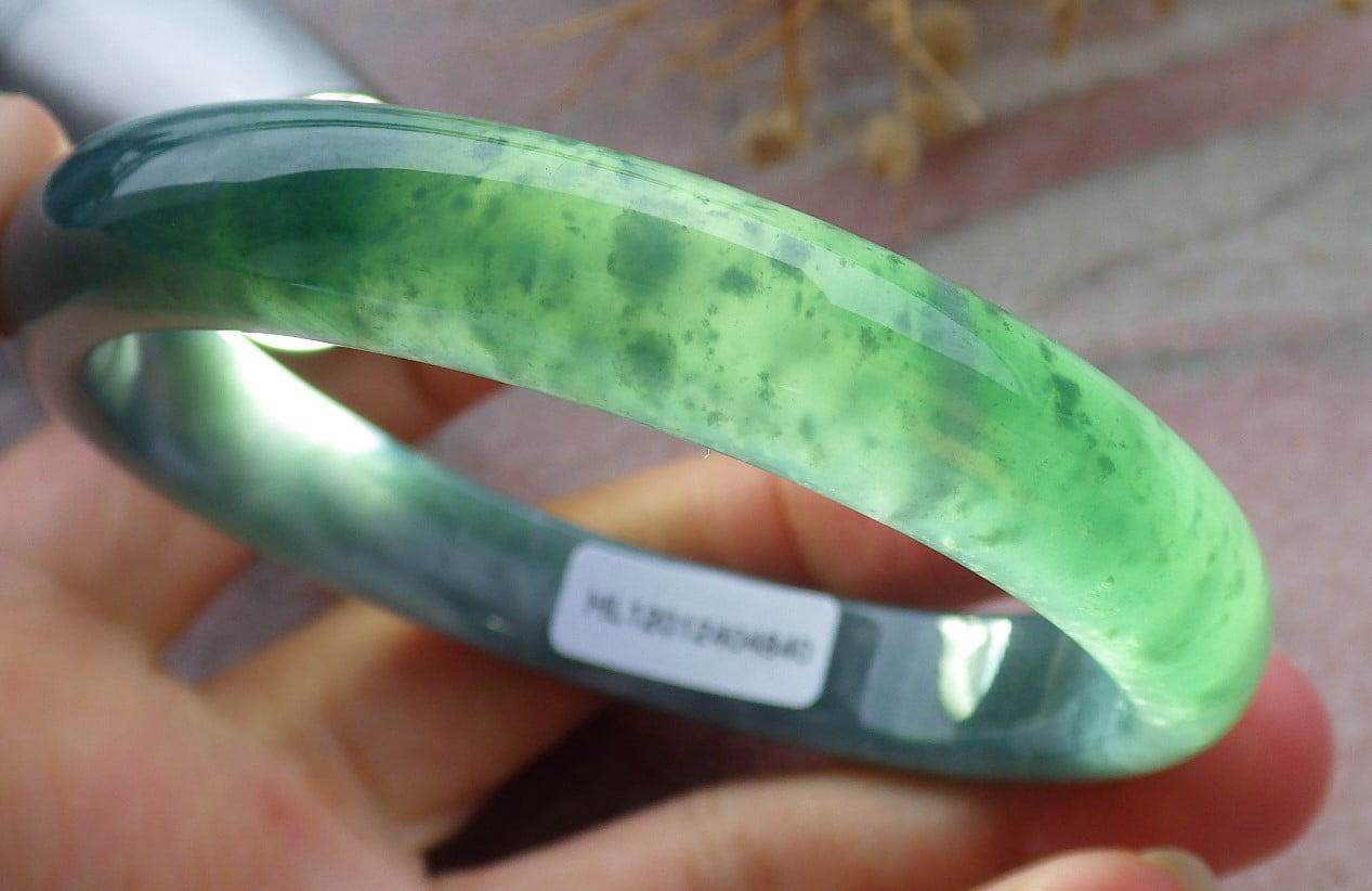 Icy Green Natural A JADE Jadeite Bangle Bracelet 60 mm 684715 TN