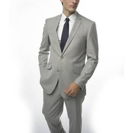 Verno - Men's Light Grey Slim Fit Two Piece Suit - Walmart.com