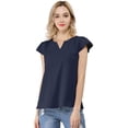 thumbnail image 1 of Camiseta Manga Tulipán Allegra K Cuello En V Básico Para Mujer Azul oscuro S, 1 of 5