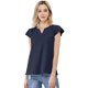 thumbnail image 1 of Camiseta Manga Tulipán Allegra K Cuello En V Básico Para Mujer Azul oscuro S, 1 of 5
