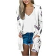 thumbnail image 2 of LOVZFMLL Vestes pour Femmes Imprimé Manches Longues Blouse Décontractée avec Poche Cardigan Extérieur, 2 of 6