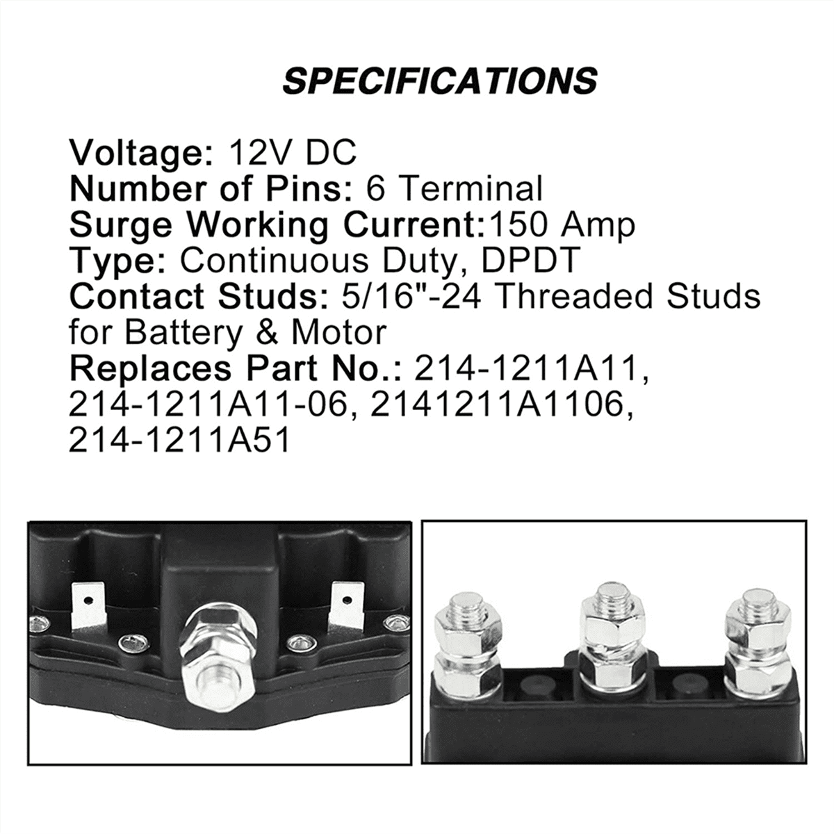 6 Terminal Continuous 12 Volt Winch Motor Contactor - REVERSING SOLENOID RELAY E - Foto 5