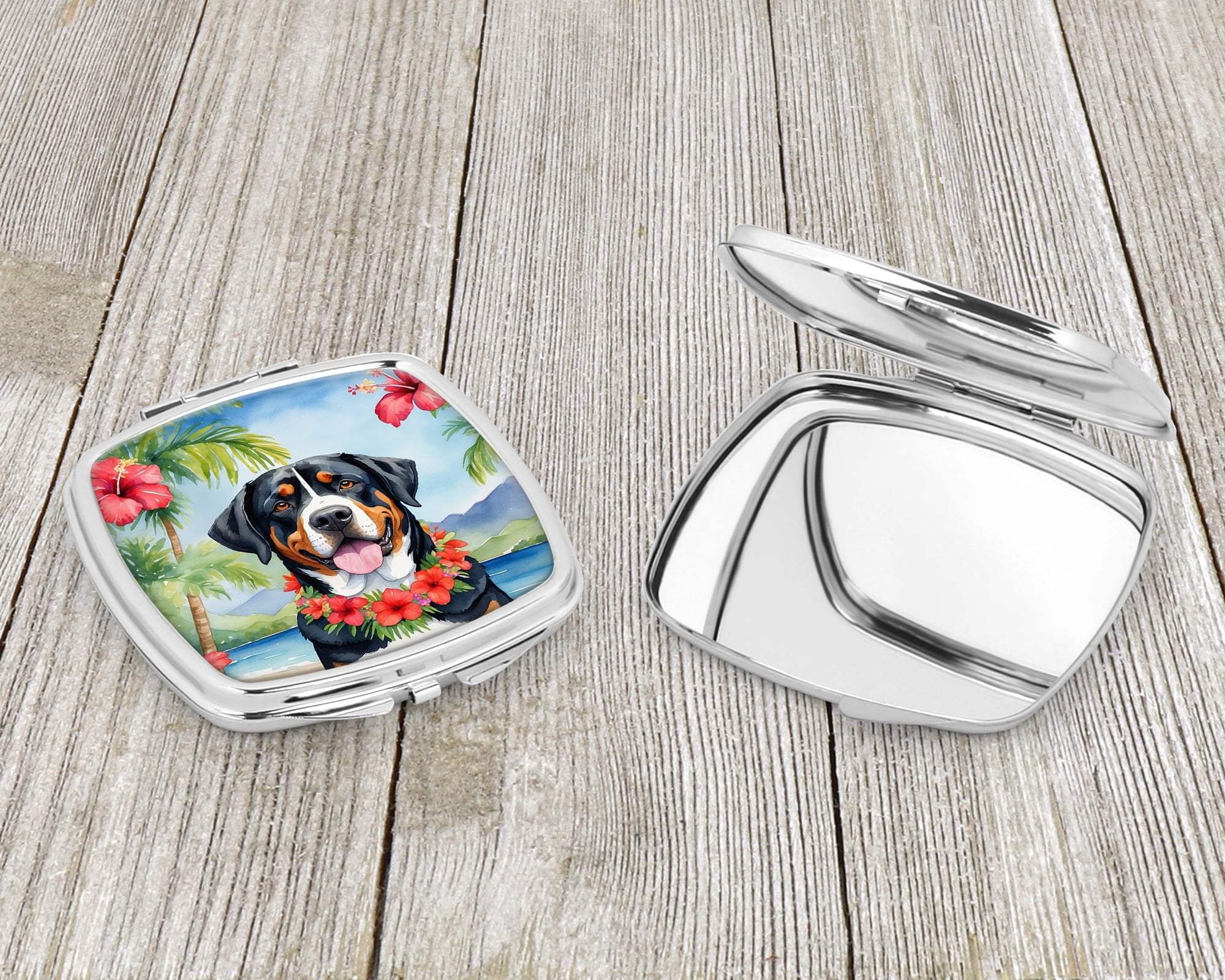 Greater Swiss Mountain Dog Luau Compact Mirror 2.75 in x 3 in