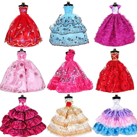 Doll Clothes Dresses for Barbie Girl Dolls 10 Pcs Lot - Handmade Clothes for Barbie 11.5 Inch Girls Doll Wedding Party Dresses Gowns Outfit Costume Toys for Kids Xmas Birthday Random