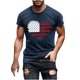 thumbnail image 1 of Mens Casual Manga Corta Botón Abajo Camisetas Estados Unidos Bandera Impresión Cuello Redondo Suéter Camiseta, Poliéster Casual Uso Diario para Hombres, 1 of 5