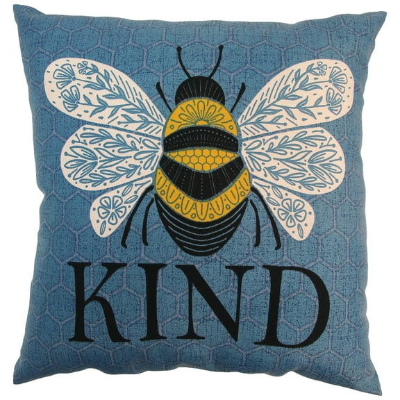 Mainstays 16" x 16" Reversible Decorative Outdoor Throw Pillow, Bee Kind