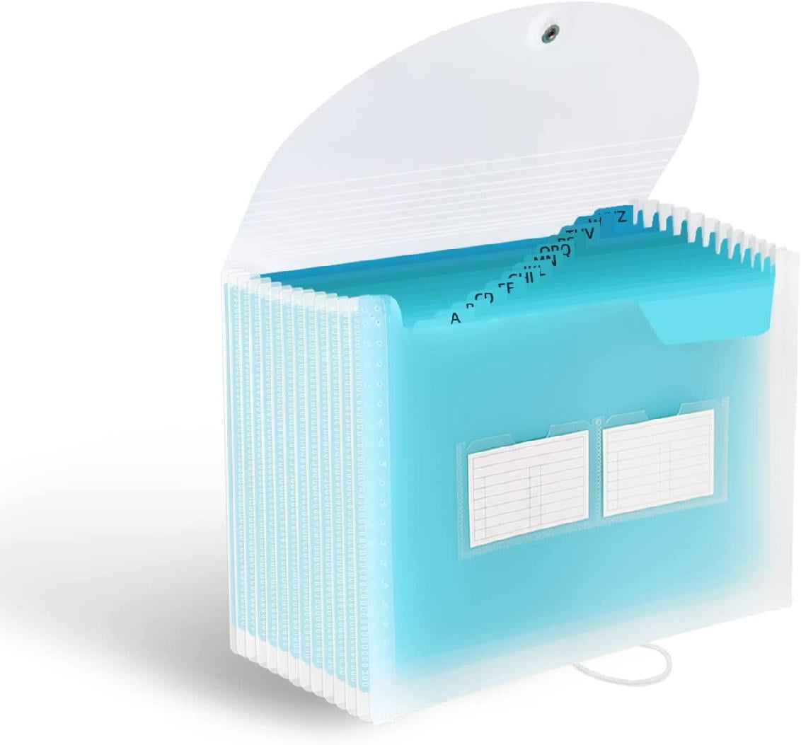 13 Pockets Accordion File Organizer, Expanding File Folder with Blank