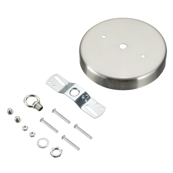 Aspen Creative 21505-21 Brushed Nickel Contemporary Chandelier Fixture Canopy Kit, 5-1/8" Diameter with Loop, 7/16" Center Hole