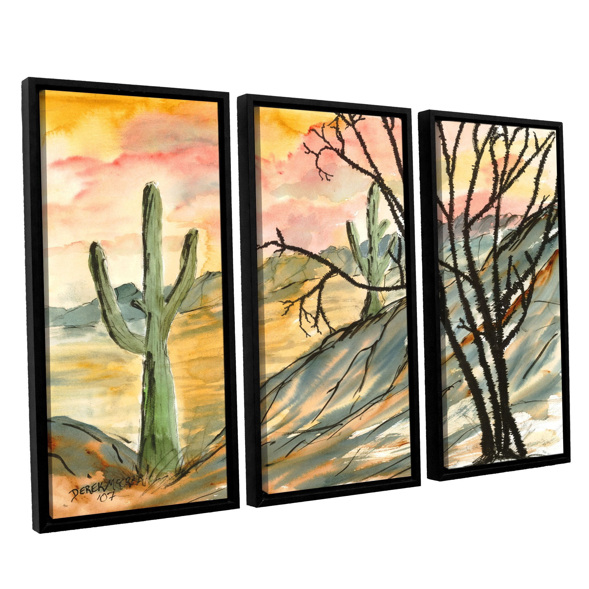 ArtWall Derek Mccrea "Arizona Evening" 3-Piece Floater-framed Canvas Set