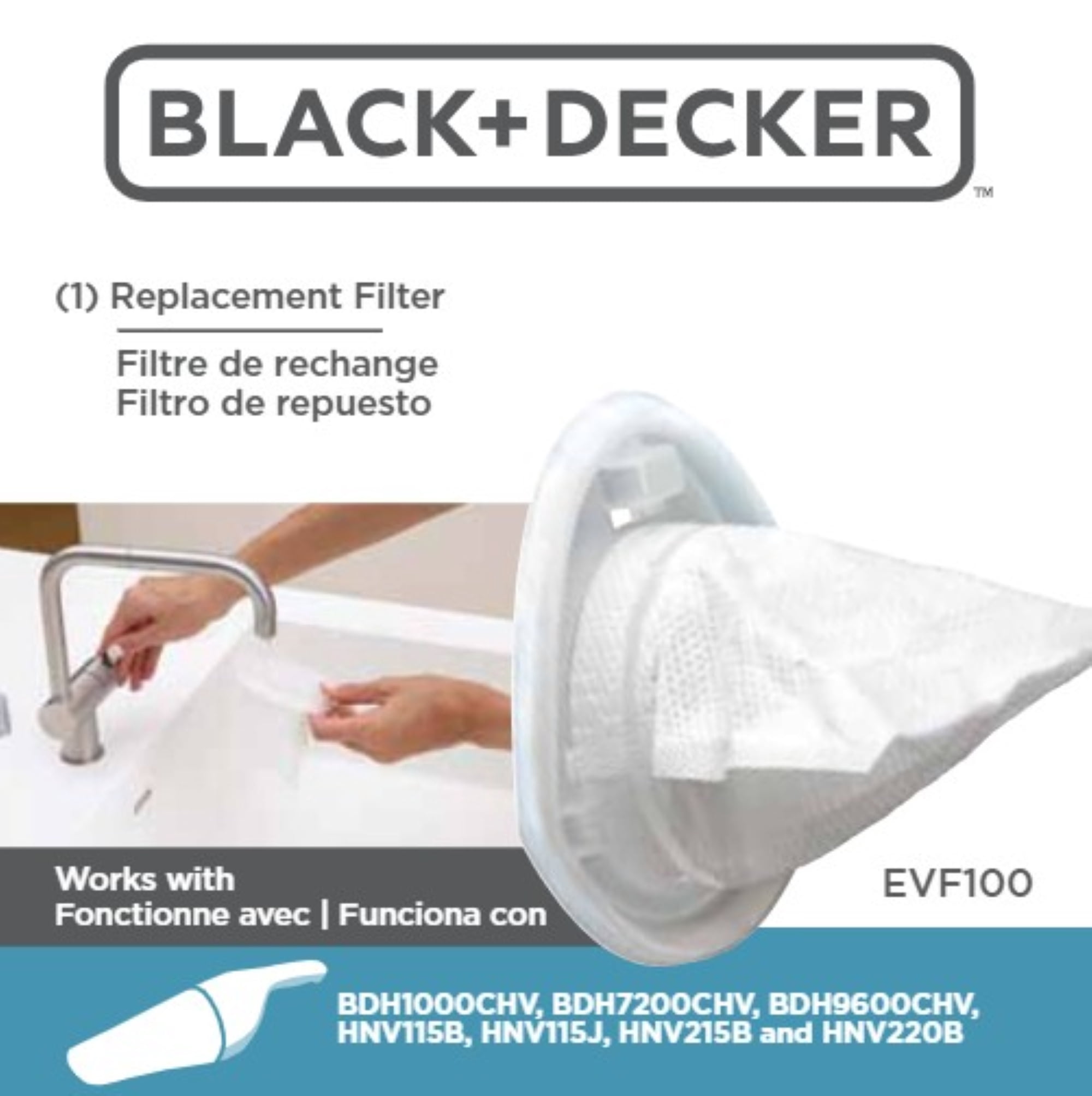 (2 pack) BLACK+DECKER Replacement Filter for Models BHD9600CHV/BDH7200CHV, EVF100
