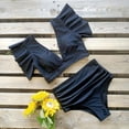 thumbnail image 3 of Traje de baño de dos piezas con cintura alta y volantes para mujer, bikini push up con estampado tropical, 3 of 6