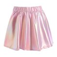 thumbnail image 2 of YONGHS Kids Girls Metallic Skirt Shiny Flared Pleated Skater Miniskirts Dancewear Pink 13-14, 2 of 7
