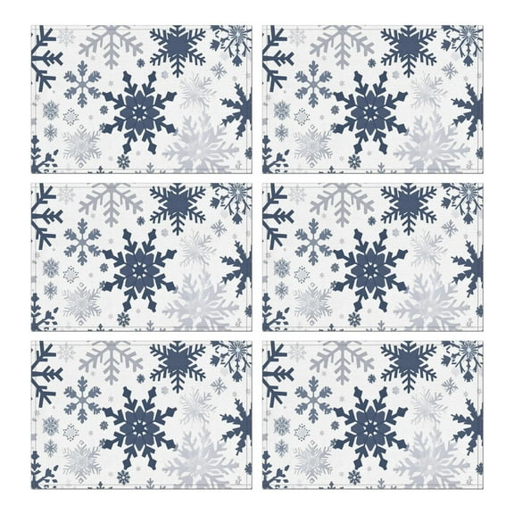 Christmas Placemats Set Of 6, 12x18 Inch, Heat Resistant & Washable, Non, Durable PVC for Xmas Party Dining Table Decor.