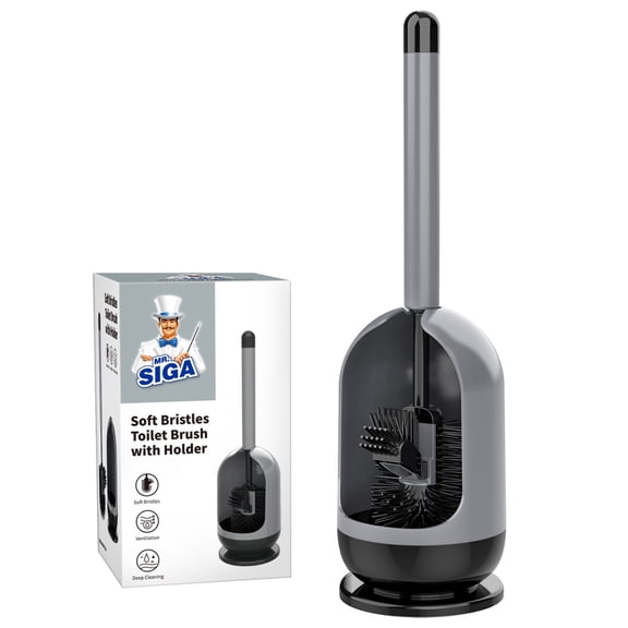 MR.SIGA Toilet Bowl Brush and Holder for Bathroom, Gray and Black