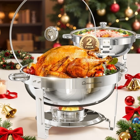 Warmounts Round Chafing Dish Buffet Set, 5QT, 2-Pack