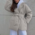 thumbnail image 4 of Women's Winter New Thickened And Thin Waist Cotton Padded Jacket Solid Color Belt Cotton Jacket, 4 of 6