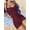 Burgundy, variant on Women's Black White Polka Dot Halter One Piece Swimsuit Ruched Vintage Beach Swimwear