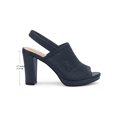 thumbnail image 2 of BLISSFUL STEP Women's Peep Toe Slingback Platform Heels Block Heels Sandals Navy Blue 6.5, 2 of 8