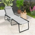 thumbnail image 1 of Costway Chaise Longue Pliante de Patio Portable avec Dossier Réglable Gris, 1 of 8
