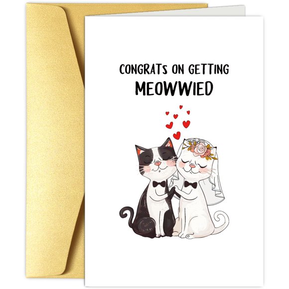 Tarjeta de boda Obbyidk con gato tierno y broma divertida