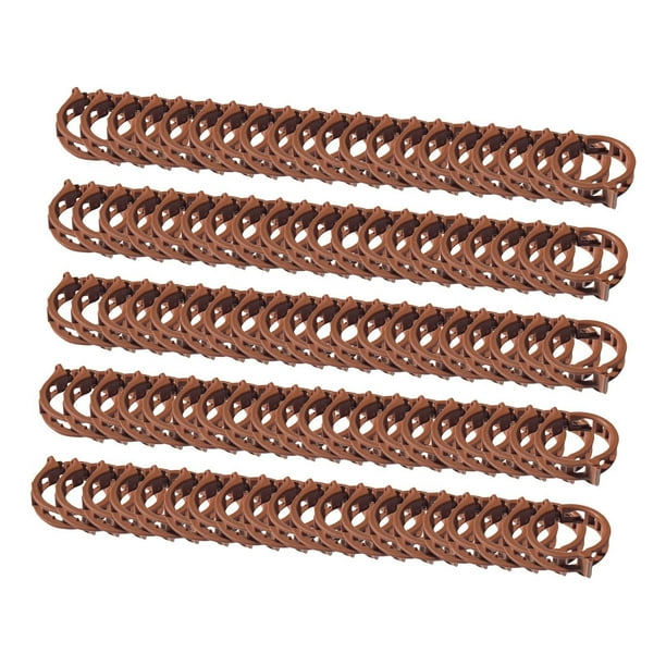 100x Clips de soporte para plantas Herramientas de jardinería Soporte para tallos Abrazaderas para tallos de plantas Marrón