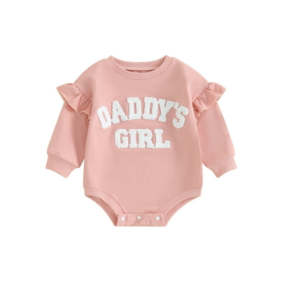 Bagilaanoe Baby Girl Oversized Romper Sweatshirt Newborn Long Sleeve Bodysuits Letter Embroidery Pullover 3M 6M 12M 18M Infant Casual Tee Tops