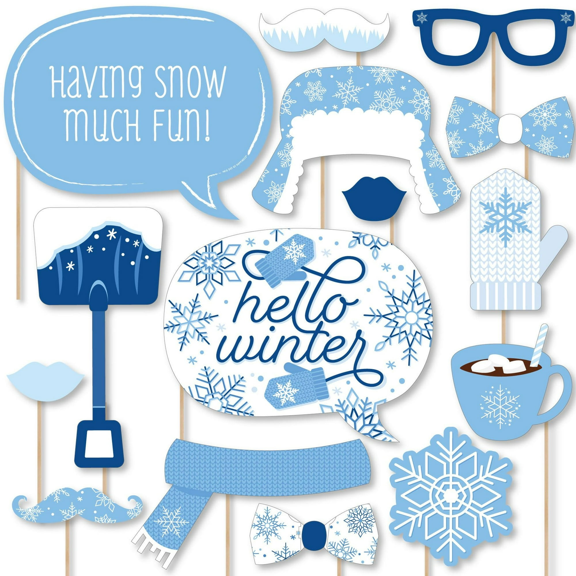 charming winter wonderland photo booth props set - 20 count of