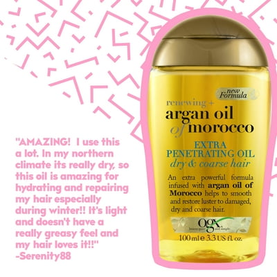 Buy Ogx Renewing Moroccan Argan Oil Extra Strength Penetrating Oil For Dry Coarse Hair 3 3 Ounce Online In Turkey 17114144