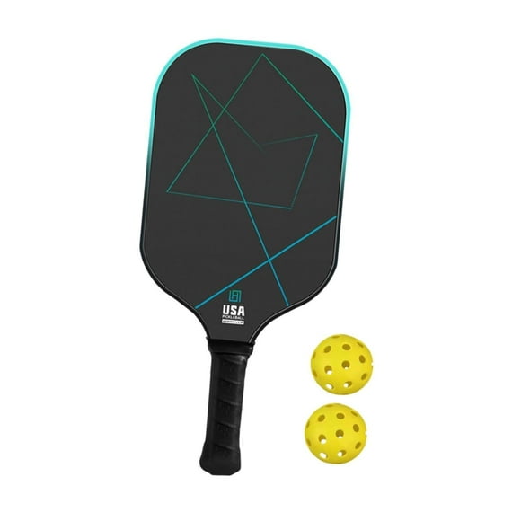 Pickleball 1 Pagaie avec 2 Boules de Cornichon pour Débutants, Poignée Antidérapante Bleue, Assurant une Performance Optimale