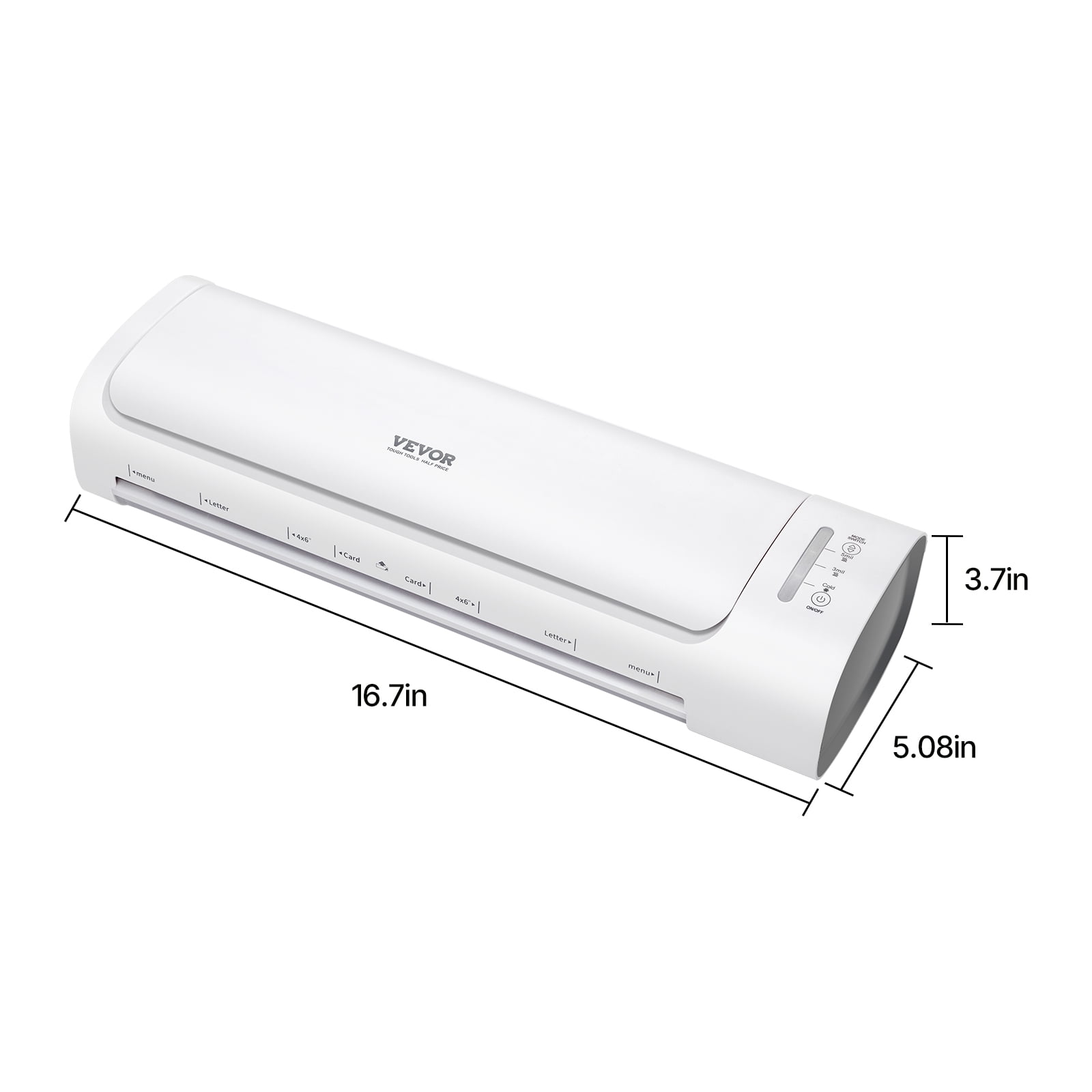 VEVOR Laminator Machine, Cold and Hot Laminator for Max A3 Paper Size, 1 min Quick Warm Thermal Laminator, 3-5 mil Thickness, Ideal for Home, Office, Business, or School Supplies, White + Grey