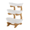 thumbnail image 2 of ToppiJoy Yuanbao-shaped Cake Stand with Bamboo Wood Shelves and Food-grade PP Plates for Holiday and Family Gatherings, 2 of 10