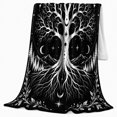 thumbnail image 2 of Mystical Tree Of Life decorative theme Illustration decorative motif, Warm Flannel Blanket for Cabin and Lodge, Peaceful Mountain Lake Scene, Outdoor Lovers autumn celebration Gift, 2 of 9